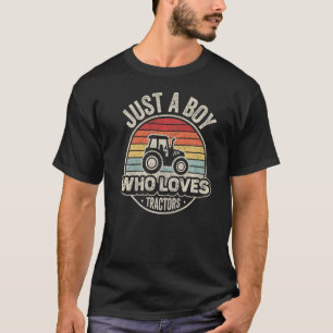 Camiseta Vintage Retro Apenas Um Menino Que Ama O Fazendeir