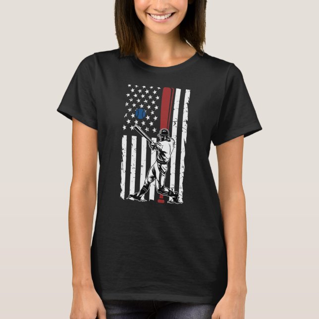 Camiseta Vintage Retro Baseball Sofball Com Bandeira Americ (Frente)