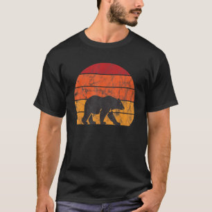 Camiseta Vintage Retro Bear Silhout Animais Mulheres