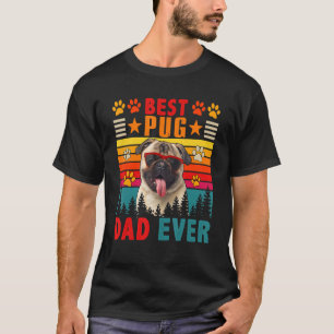 Camiseta Vintage Retro Best Pug Pai Ever Cuide Dog Sunglass