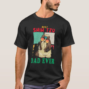 Camiseta Vintage Retro Best Shih Tzu Pai Ever Dog Sunglasse