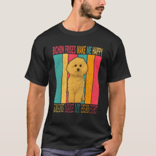 Camiseta Vintage Retro Bichon Frises Torna Humanos Felizes