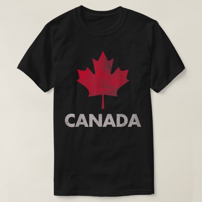 Camiseta Vintage Retro Canadense Maple Leaf Canada Flag (Frente do Design)