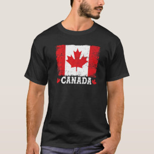 Camiseta Vintage Retro Canadense Maple Leaf Canada Flag