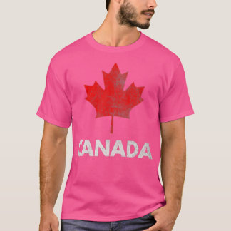Camiseta Vintage Retro Canadense Maple Leaf Canada Flag