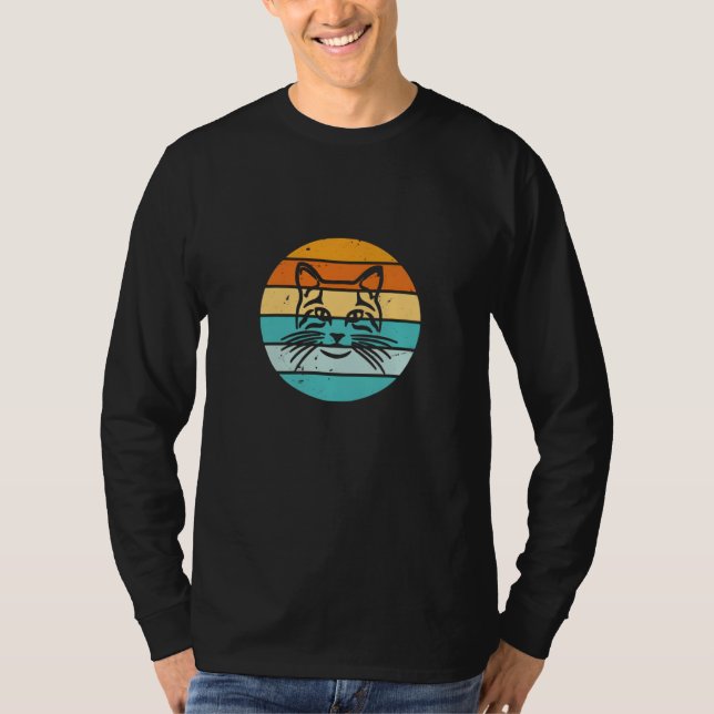 Camiseta Vintage Retro Cat Sunset (Frente)