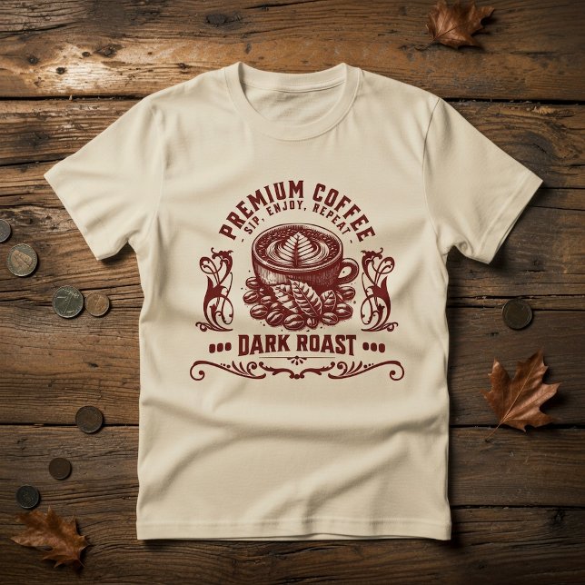 Camiseta Vintage Retro Coffee Drinker T-Shirt (Criador carregado)