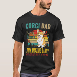 Camiseta Vintage Retro Corgi Pai Feliz Dia dos Pais Para o