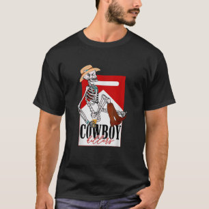 Camiseta Vintage Retro Cowboy Assassinos Engraçado Skeleton