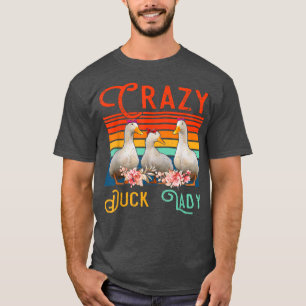 Camiseta Vintage Retro Crazy Duck Lady Floral Farmer Três