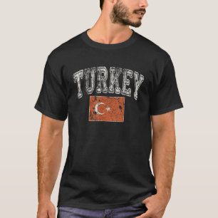 Camiseta Vintage Retro Desvanecido Turca Bandeira Orgulho T