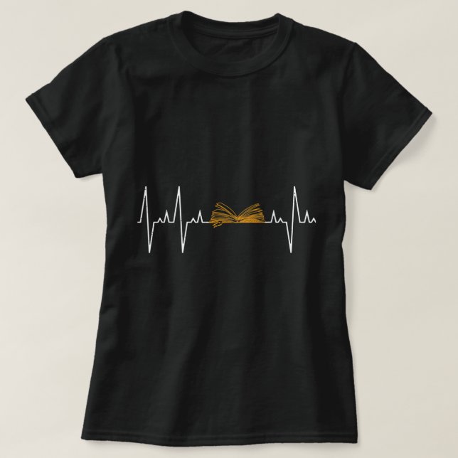 Camiseta Vintage Retro Distressed Heartbeat Book Reader Lov (Frente do Design)