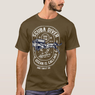 Camiseta Vintage Retro Diver Scuba Em Descanso