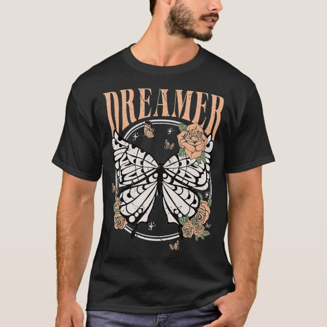 Camiseta Vintage Retro Dreamer Butterfly Estilo Lo (Frente)