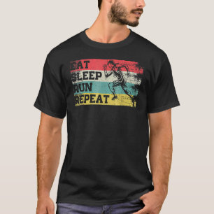 Camiseta Vintage Retro Eat Sleep Executar Repetir Executand