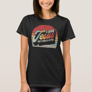 Camiseta Vintage Retro Eu Amo Jesus Mas Eu Cuido Um Pequeno