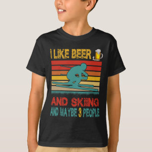 Camiseta Vintage Retro Eu Gosto de Cerveja e Esqui e Talvez
