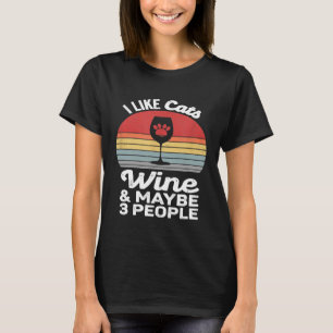 Camiseta Vintage Retro Eu Gosto de Gatos Vinho E Talvez 3 P