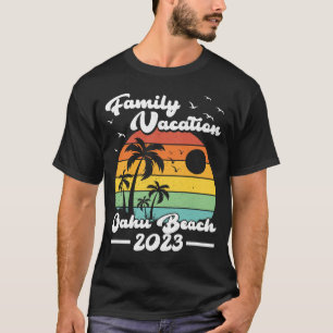 Camiseta Vintage Retro Family Vacation 2023 Hawaii Oahu Bea