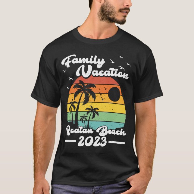 Camiseta Vintage Retro Family Vacation 2023 Honduras Roatan (Frente)