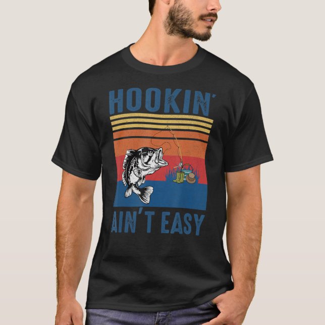 Camiseta Vintage Retro Fishsing Hookin''t Easy (Frente)
