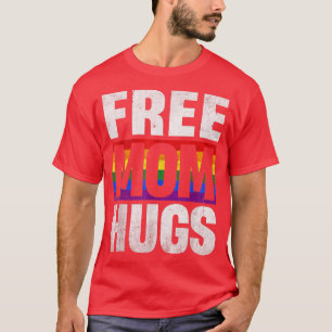 Camiseta Vintage Retro Free Mom Hugs Rainbow LGBT Pride Gay