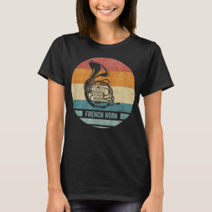 Camiseta Vintage Retro French Horn Musical Silhout Suns