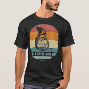 Camiseta Vintage Retro French Horn Musical Silhout Suns