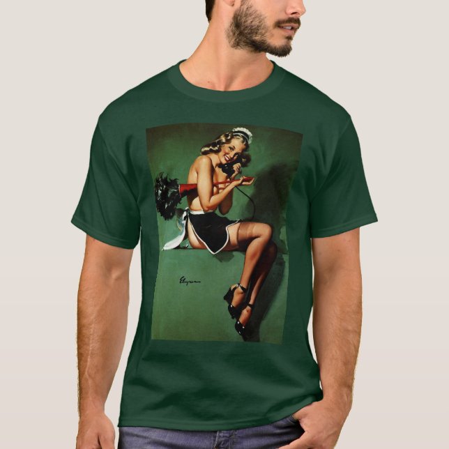 Camiseta Vintage Retro French Maid Pinup Girl (Frente)