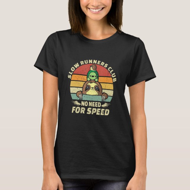 Camiseta Vintage Retro Funny Sloth Executando Equipe Lenta  (Frente)