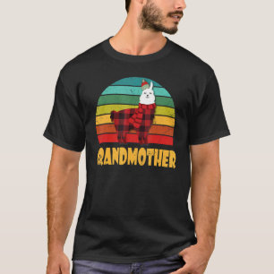 Camiseta Vintage Retro Grandmother Llama Red Plaid Family C