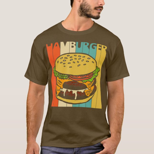 Camiseta Vintage Retro Hamburger (Frente)