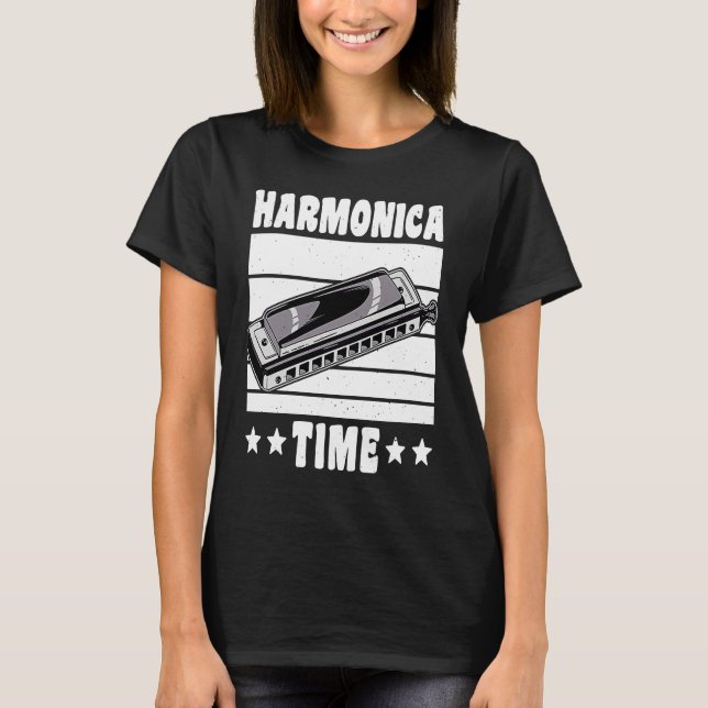 Camiseta Vintage Retro Harmonica Time 1 (Frente)