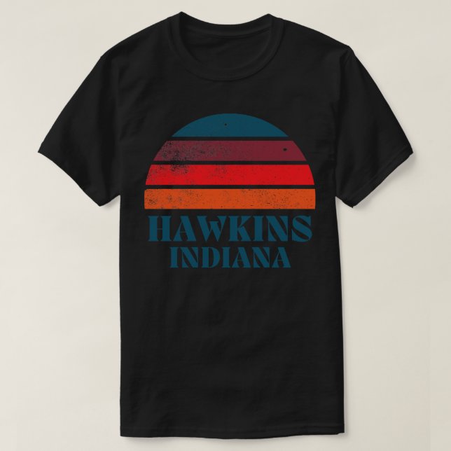 Camiseta Vintage Retro Hawkins Indiana 3 (Frente do Design)