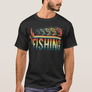 Camiseta Vintage Retro Heartbeat Palavra Pesca Peixes Cu