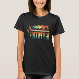 Camiseta Vintage Retro Heartbeat Word Rottweiler Animal