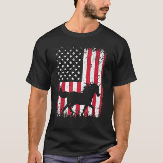 Camiseta Vintage Retro Horse Animal American Flag Gráfico