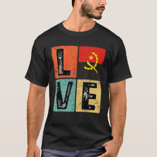 Camiseta Vintage Retro I Love Angola Flag for Angolan Pride