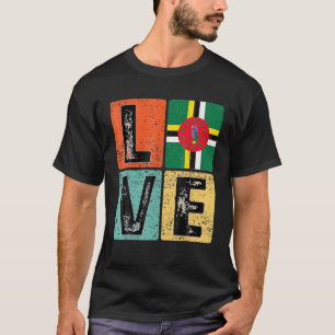Camiseta Vintage Retro I Love Dominica Flag For Dominican P