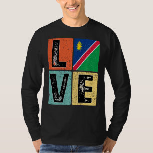 Camiseta Vintage Retro I Love Namibia Flag For Namibia PRIN