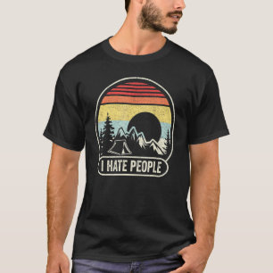 Camiseta Vintage Retro I Odeio Pessoas I Love Camping