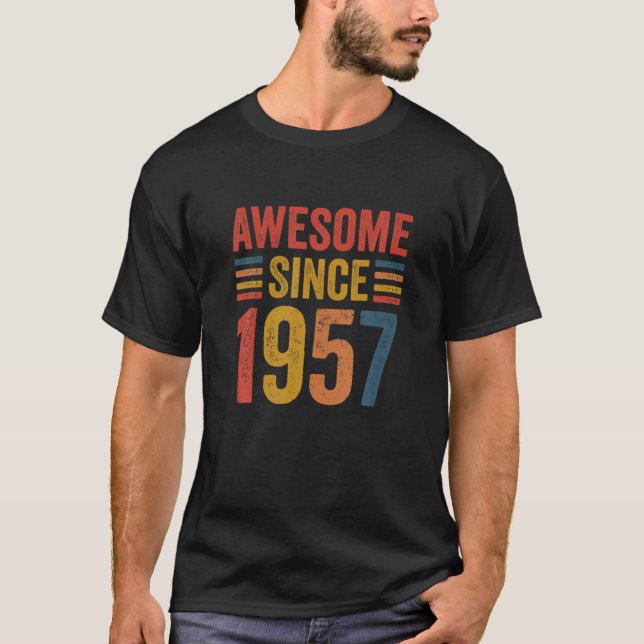 Camiseta Vintage Retro Incrível Desde 1957 65º Aniversário  (Frente)