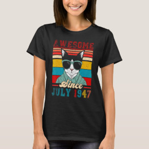 Camiseta Vintage Retro Incrível desde julho de 1947 Gato Ga
