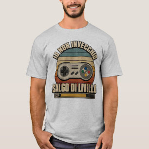 Camiseta Vintage Retro Italiano Gamer Subir de Nível