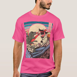 Camiseta Vintage Retro Japonês Excelente Wave Cat Vs Monste