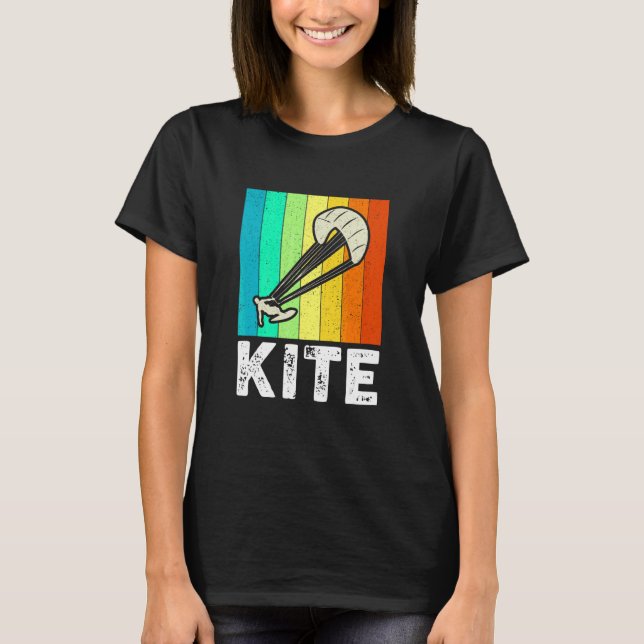 Camiseta Vintage Retro Kiteboard Rainbow Sunse (Frente)
