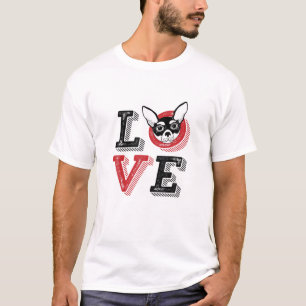 Camiseta Vintage Retro Love Chihuahua Cute Puppy Engraçado