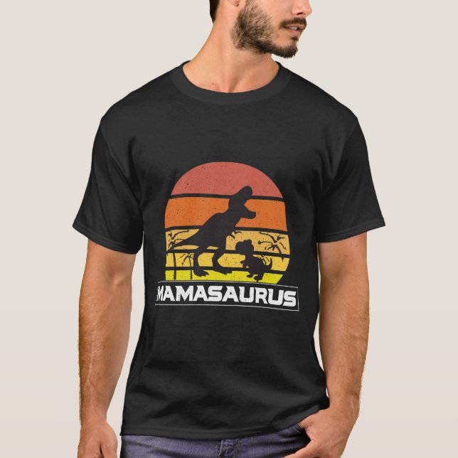 Camiseta Vintage Retro Mamasaurus Sunset (Frente)