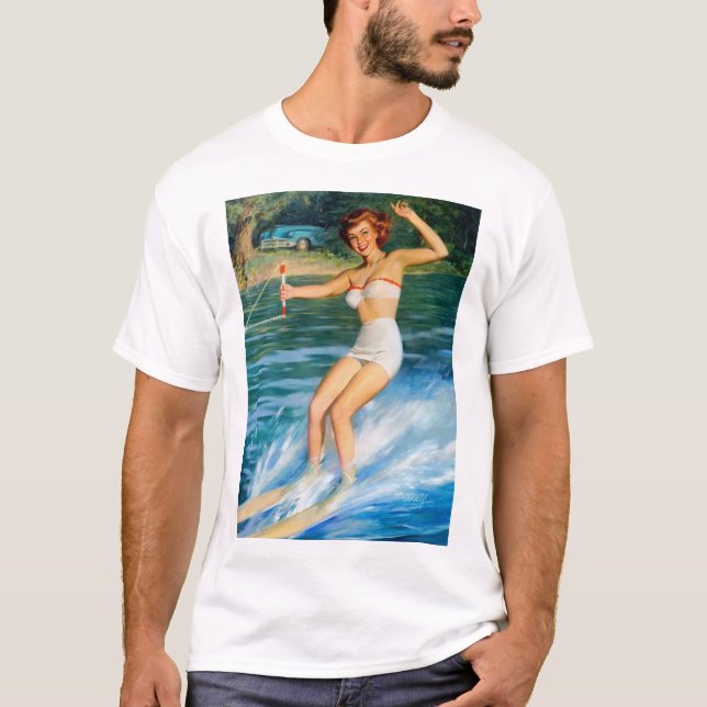 Camiseta Vintage Retro Medcalf Water Pin-up Girl (Frente)