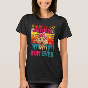 Camiseta Vintage Retro Melhor Maltipoo Mãe Cão Cachorro Cac